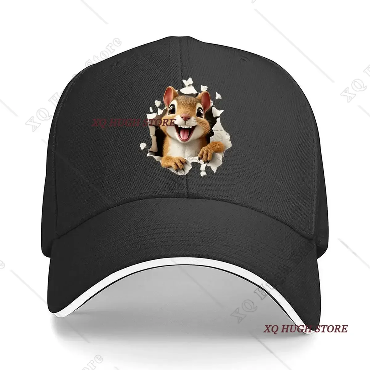 Happy Squirrel Breaking Through Wall Hip Hop hat Fashion Outdoor Sports Sandwich Baseball Cap