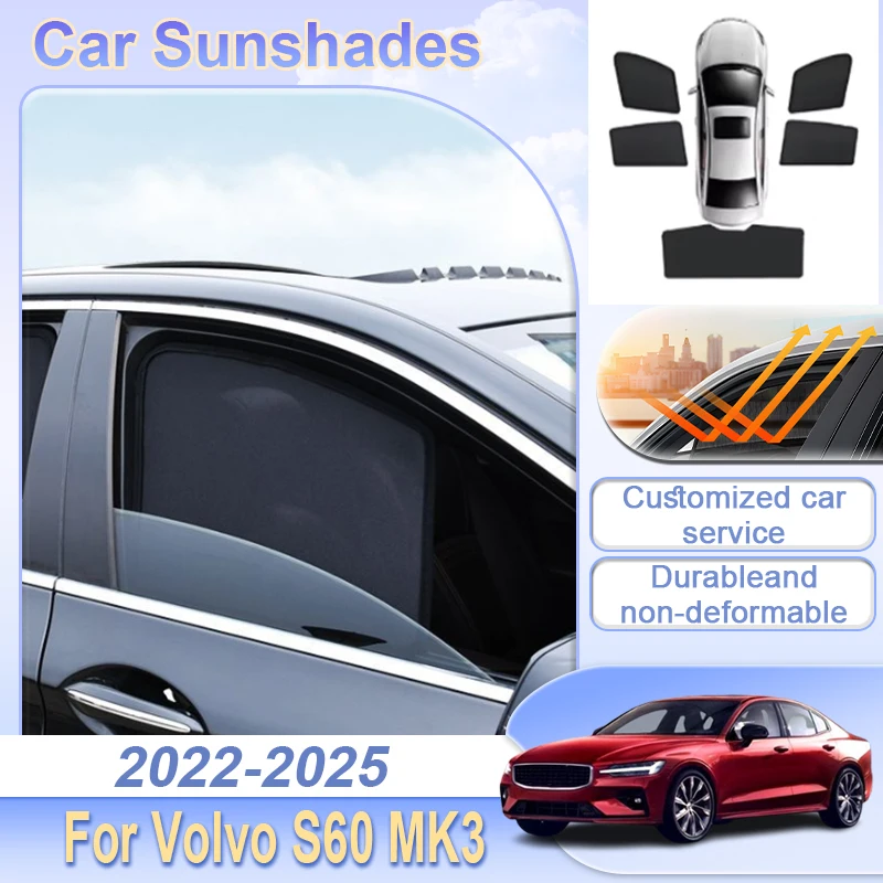 

Sun Shade For Volvo S60 MK3 B4 B5 2022 2023 2024 2025 Car Mesh Sunshade Window Windshield Magnetic Visors Curtains Accessories