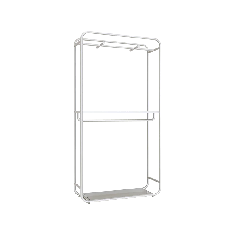 

Стеллаж для одежды YFY Iron, серебристый, напольный, двухуровневый, для мужской и женской одежды, островной стеллаж-витрина