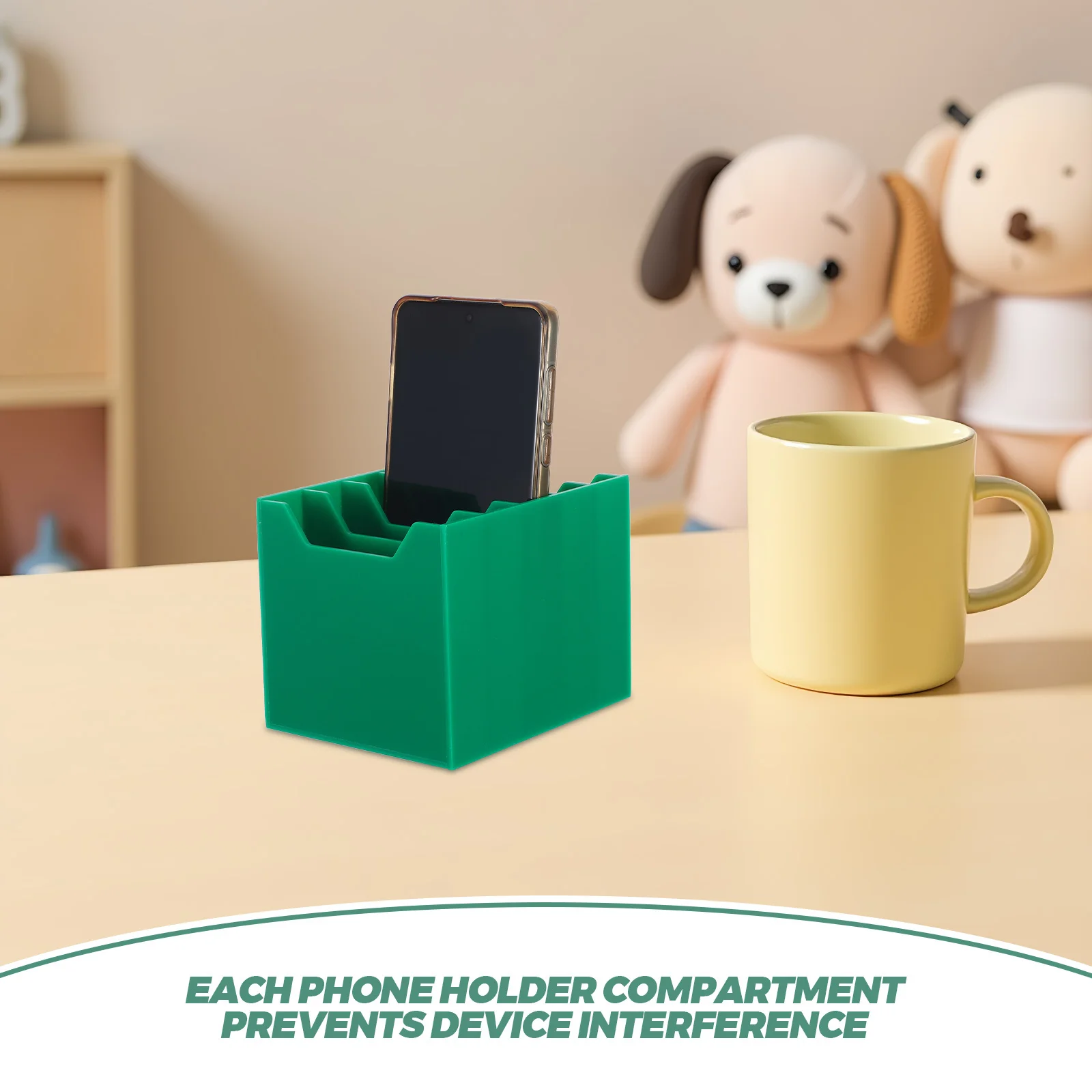 Desktop Acrylic Phone Organizer Multi-Compartment Storage Box for Office Classroom Meeting Room Device Management