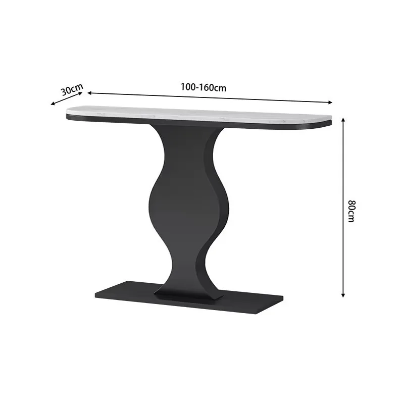 Minimalist Corner Console Table with Marble Top, Slim Nordic Hall Side Cabinet, Modern Living Decor Furniture