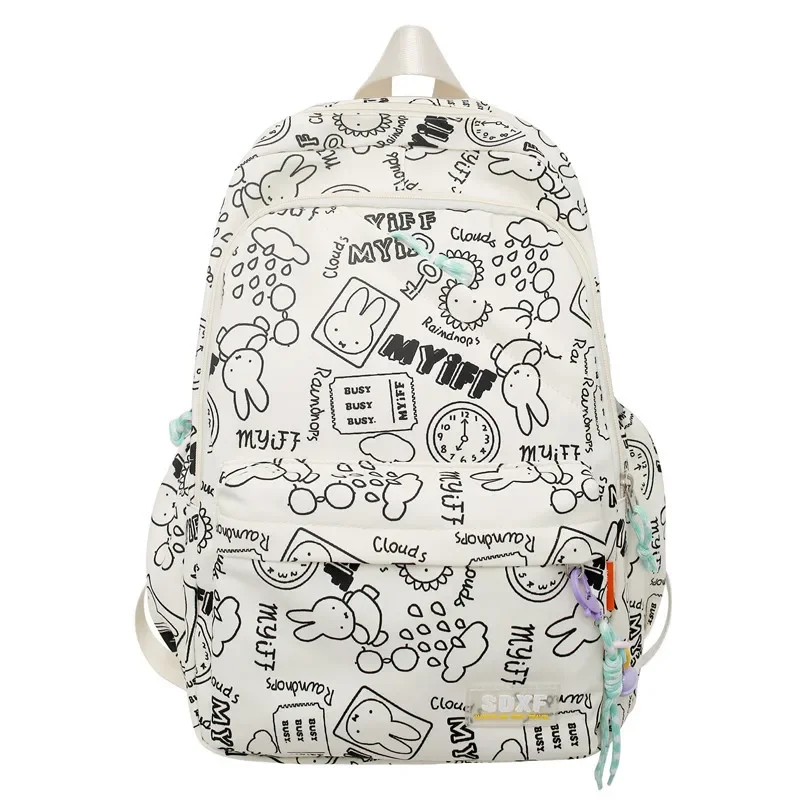 Mochila impermeável para menina da escola primária, bonito Graffiti School Bag, leve Laptop Bag, sair para jogar, 14\