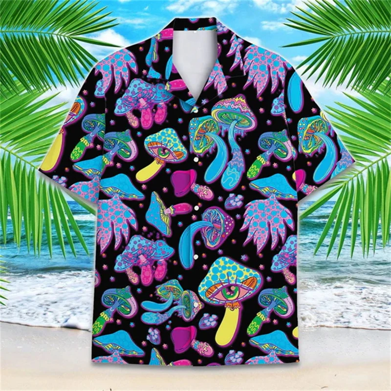 Camisa con Estampado de Bola de Boliche de Neón Colorida, Nueva Camisa Hawaiana para Hombre, Corte Holgado, Cuello Solapa, Ropa Masculina Informal, Tops Unisex Y2K