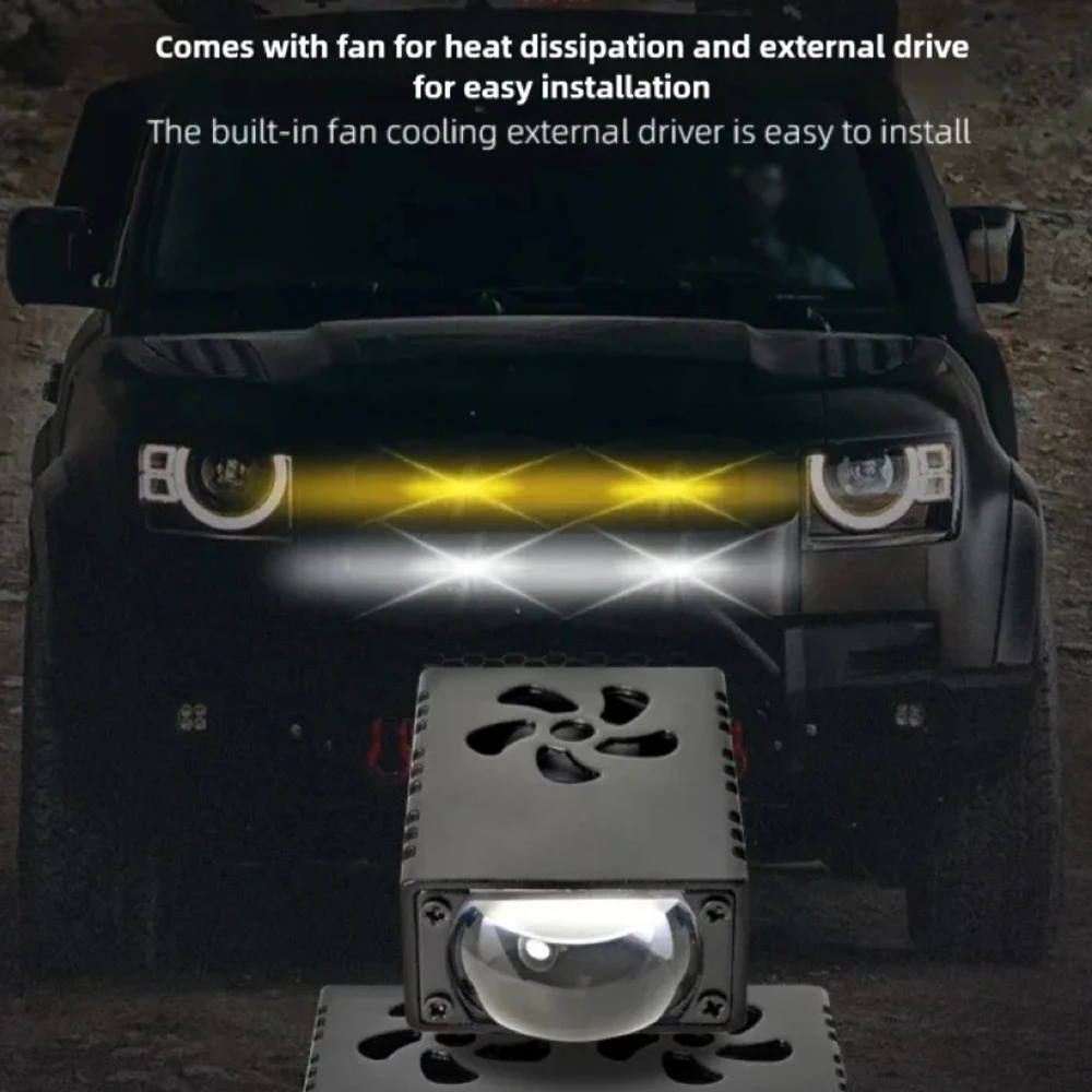 Mini Projector Lens LED Driving Fog Work Spotlight Auxiliary Lamp Car Motorcycle Bumper Grille Light