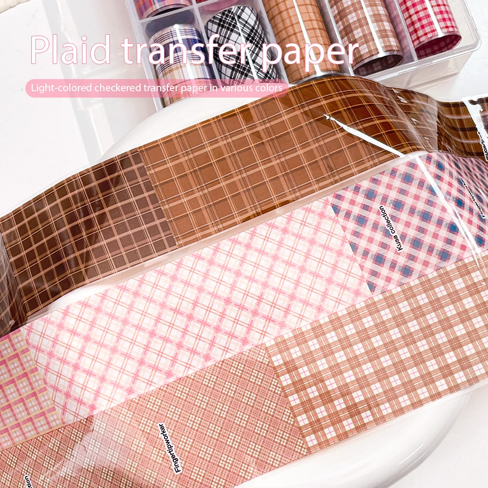 Kaniu 10 ロール芸術的な格子縞ネイル転写箔甘いボヘミアンネイルステッカーメタリックデカールマニキュアデザインファッションネイルアート