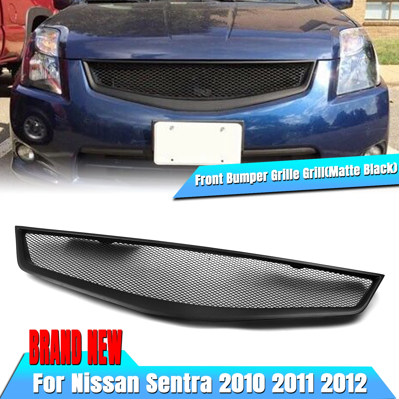 Car Grill Front Grille Upper Bumper Hood Mesh Grid For Nissan Sentra 2010-2012