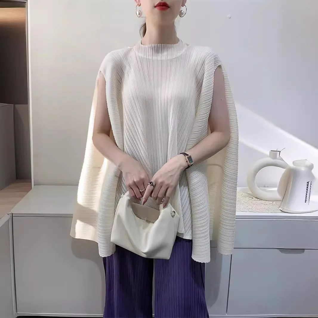 

Miyake Pleated Plus Size T-shirt Niche Design Sense Tops Women 2025 Summer High-end Loose Pleated Short-sleeved T-shirt Women