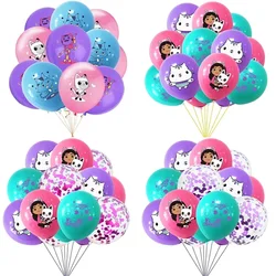 10/15pcs 12 Inch Gabby Dollhouse Cat Latex Sequin Balloon Set Baby Shower Party Balloon Decoration Girl Birthday Party Supplies