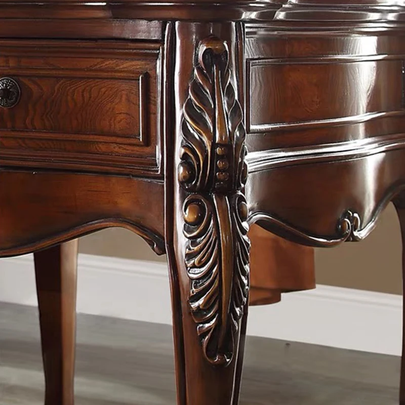 American solid wood edge corner table simple European retro sofa side table carved luxury coffee table living room small side