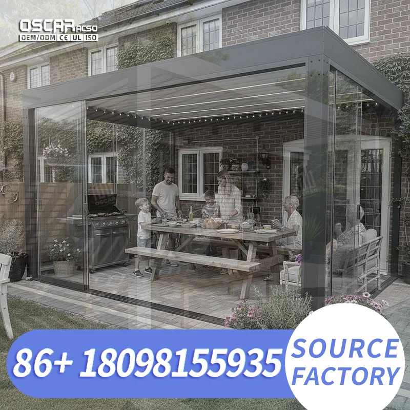 Outdoor Modern Aluminium Pergola Bioclimatica 3x3m 3x4m 3x5m 4x4m 5x3m 6x4m Garden Patio Deck Waterproof Louvered Roof Sun Shade