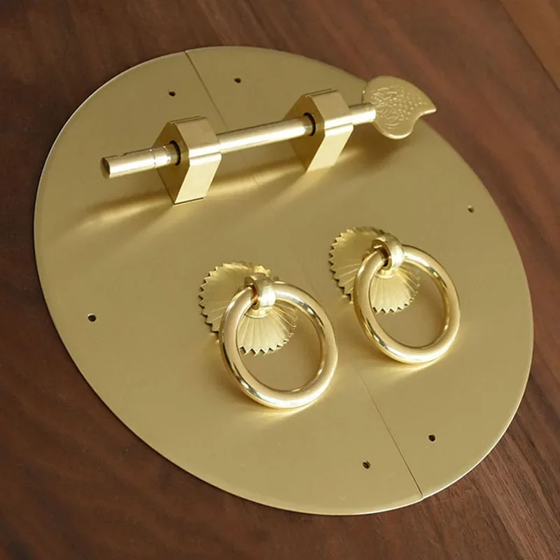 

Chinese Style Brass Wardrobe Cupboard Handle Round Plain Furniture Knob Antique Book Wine Cabinet Pull for Living Room