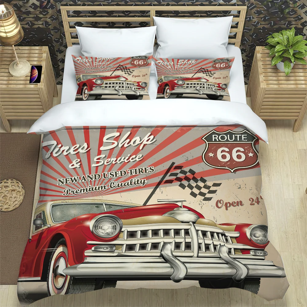3pcs 침구 세트 클래식 자동차 빈티지 포스터 홈 섬 - Home Textiles Bedding 리뷰 및 가격