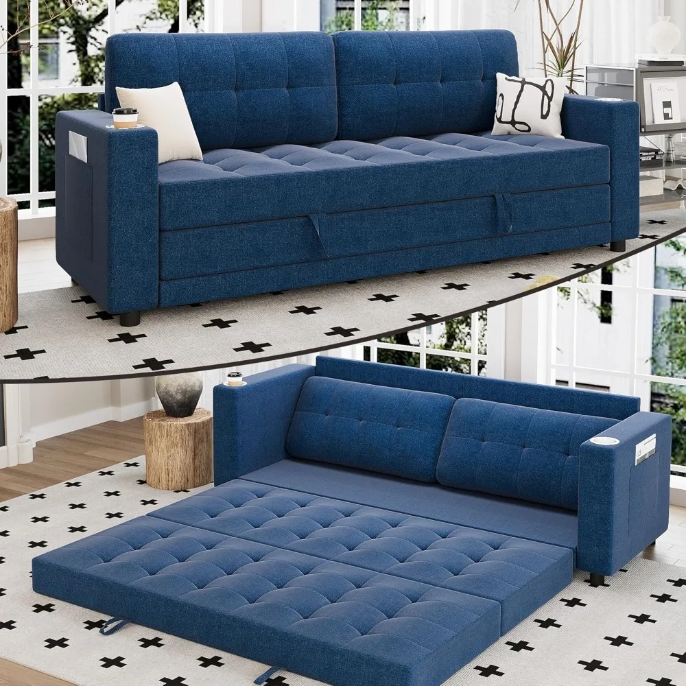 أريكة سرير فوتون مقاس 83 بوصة عرضًا و84 بوصة طولًا، أريكة نوم بمقعدين سميك مقاس 6 بوصات، أريكة قابلة للسحب، أرضية قابلة للتحويل #1