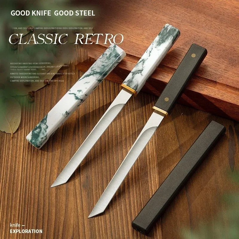 Fruit Double Knife Cloud ink Seiko Forged Fruit Knife Easy To Carry Outdoor Picnic Knife Kitchen Chef\'s Knife Multi-Functional D