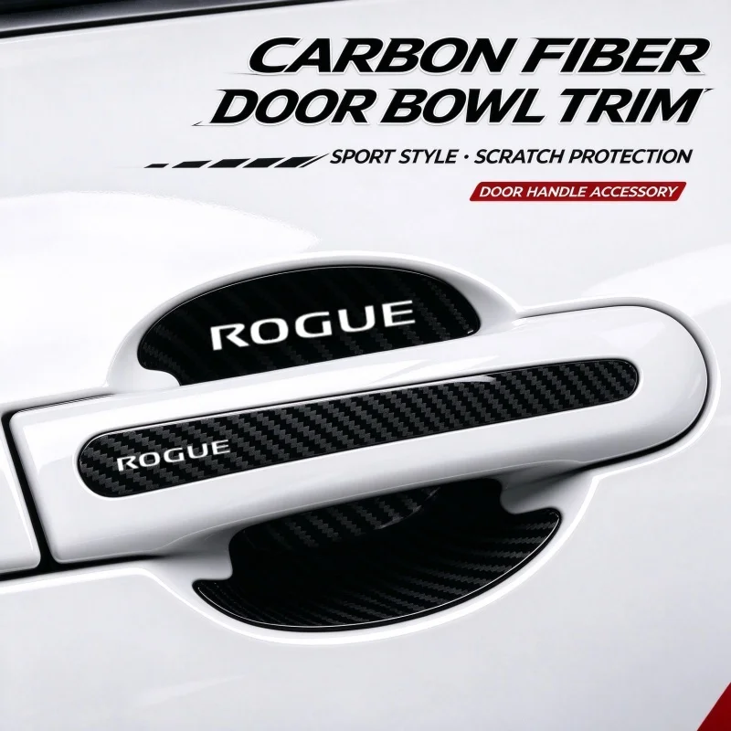 Door Handle Emblem Car Stickers Protection Decals for Nissan Rogue Logo Anti-Scratch Carbon Fiber Protector Film Accessorry