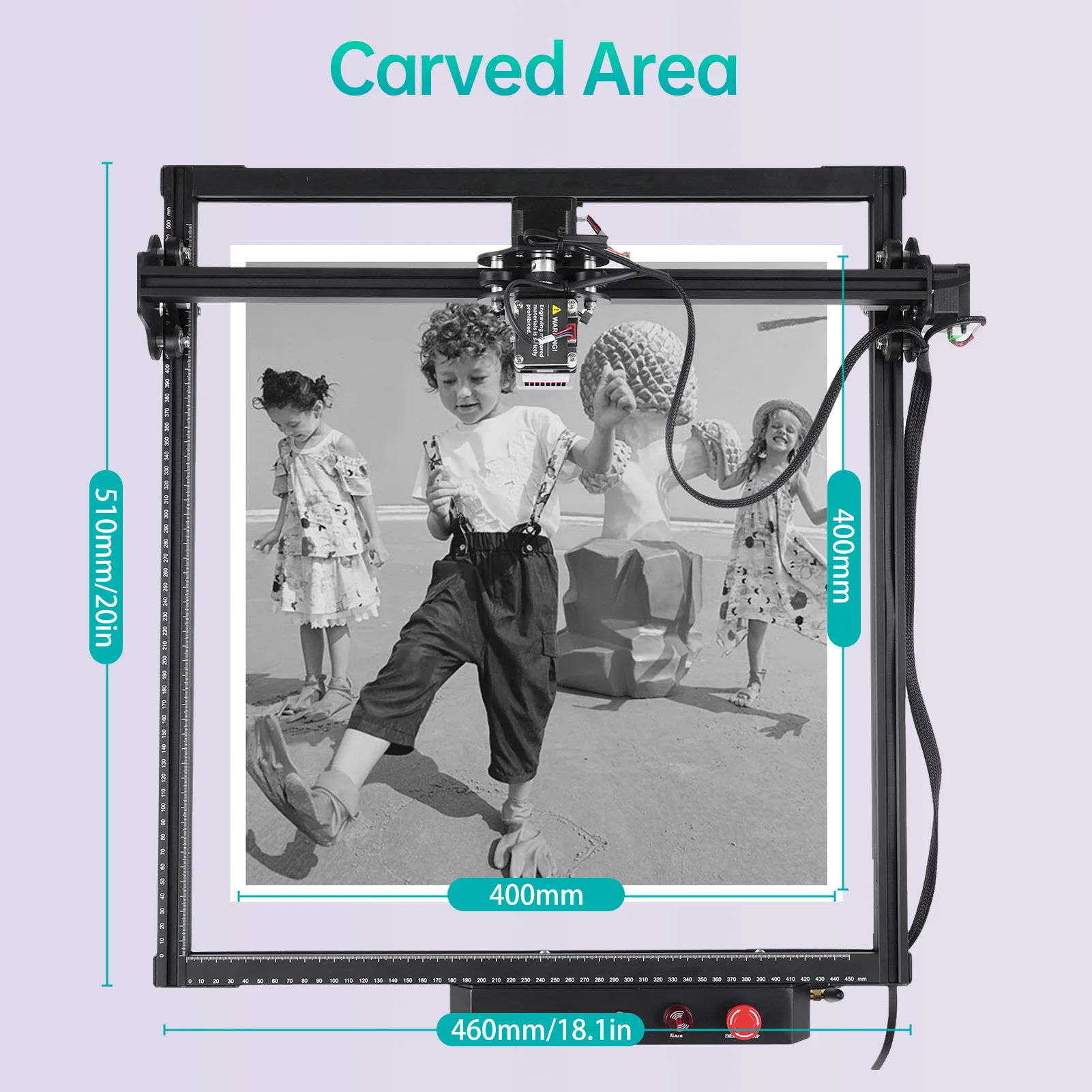 

Лазерный гравер 5 Вт, лазерный резак, высокая точность, быстрая скорость гравировки 10000 мм/мин, область гравировки 400x400 мм, Wi-Fi