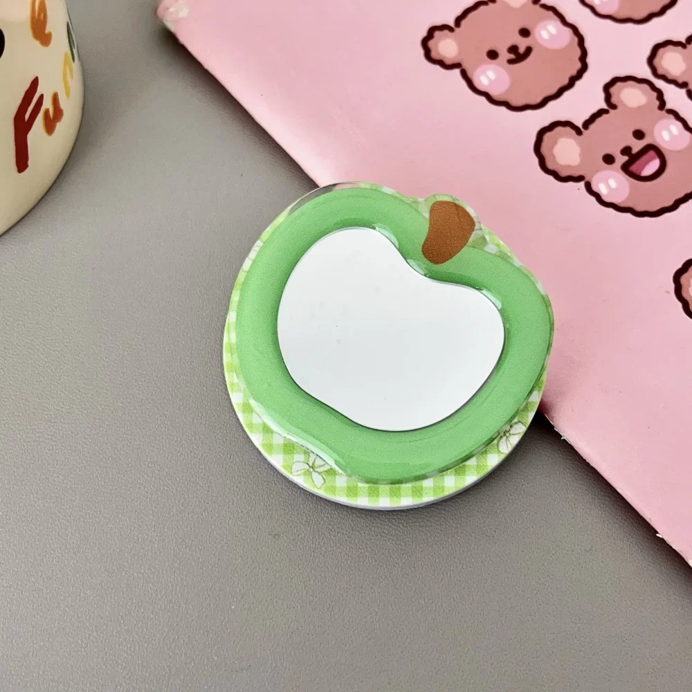 Cute Apple Mirror For Magsafe Magnetic Phone Griptok Grip Tok Stand For iPhone 16 Foldable Wireless Charging Case Holder Ring