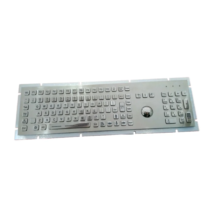 106 Keys Backlight Industrial Metal Stainless Steel Keyboard With Trackball and Numeric Keypad