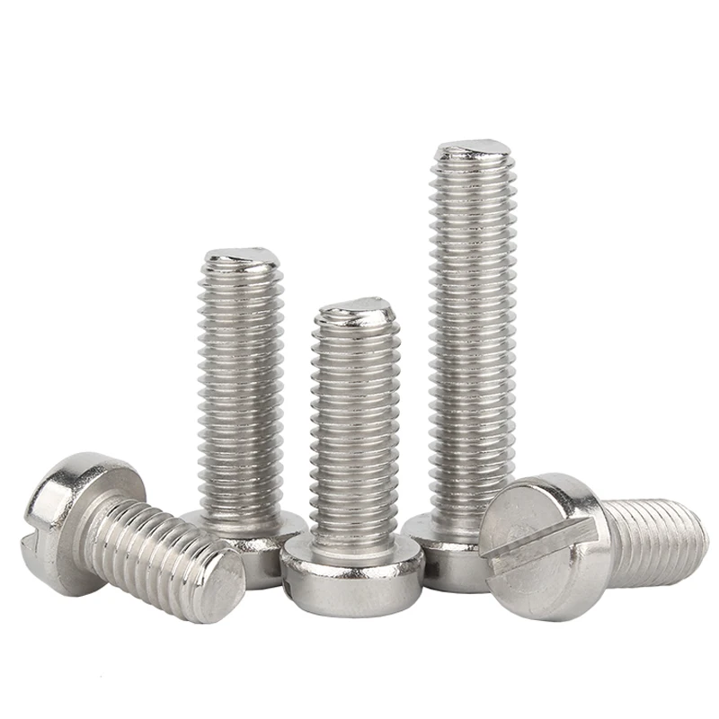 10/ 20/ 50/ 100pcs 304 Stainless Steel (A2-70)  Slotted Cap Head Column Round Cheese Head Screw Bolt M1.6 M2 M2.5 M3 M4 M5 M6