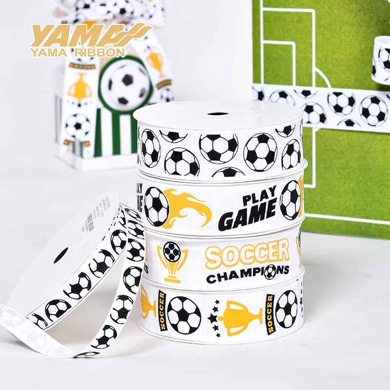 YAMA Ribbon Soccer Grosgrain Ribbon 10Yard(9M)/lot 9MM/22MM(3/8Inch, 7/8inch) for DIY Bow Bake Boxes Packaging Bracelet Decor