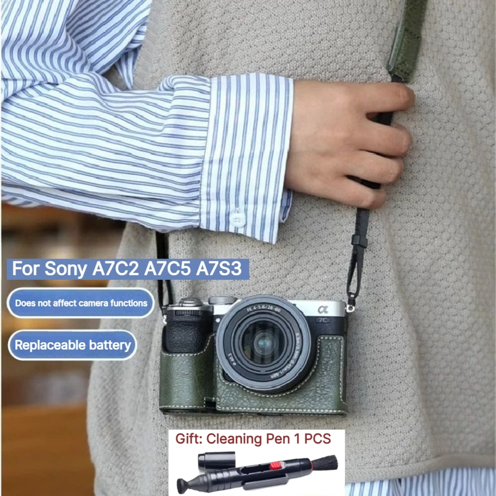 Accessories Protector Cover Camera Case For Sony A7C2 A7C5 A7S3  Micro Single PU Leather Case Base +1 PCS Free Cleaning Pen