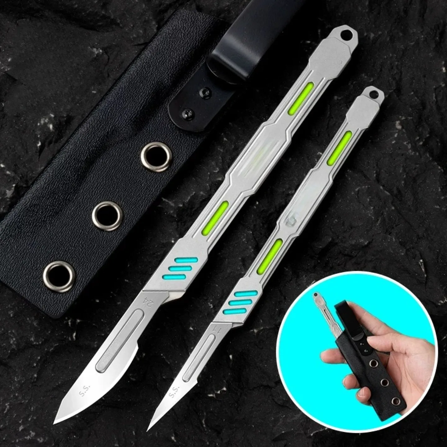 NEW MINI Titanium Alloy Integrated Handle Surgery 3/4 Straight Handle TC4 Thickened CNC 11 24 Art Knife Cutting Paper and Film