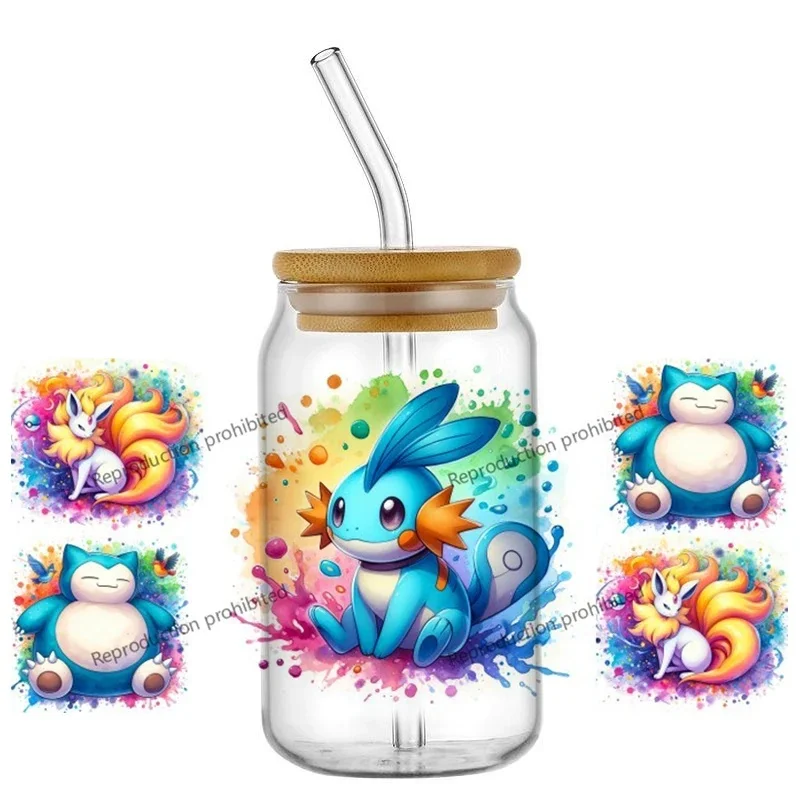 Cute Cartoon Elf 16oz UV DTF Cup Wrap Glass Can Tumbler Transfer Stickers Waterproof Permanent Adhesive