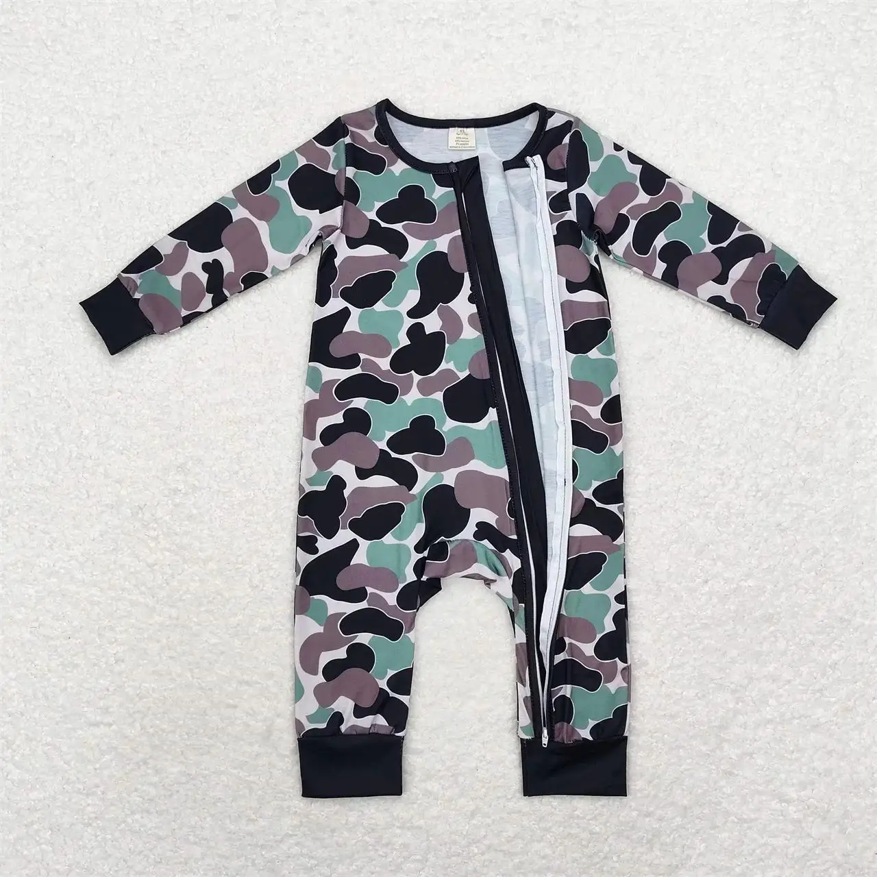 Wholesale Newborn Coverall Bodysuit Jumpsuit Baby Boy Zipper Children Camo Romper Kids Toddler Long Sleeves Green One-piece