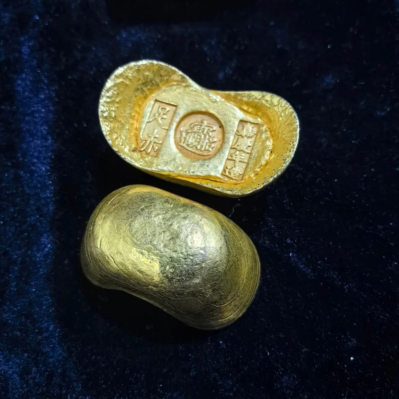 Antique Coin Collection Gold Ingot Pure Copper Gold Plated Solid Gold Plated Tang Song Yuan Ming Qing Ingot Random Wholesale