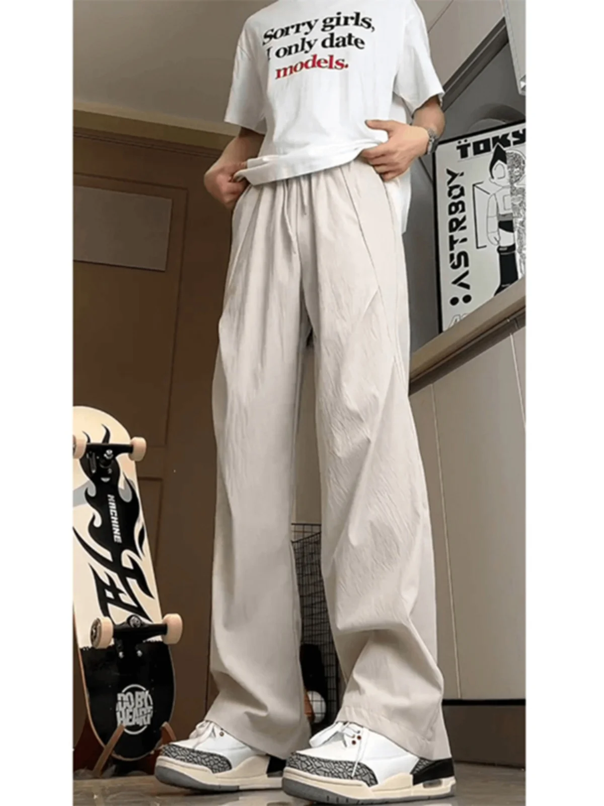 

ay White Folded Paratrooper Pants Men's Summer Ice Silk Qui Dry Workwear Design American Sle Sun Protection Mountain Br...