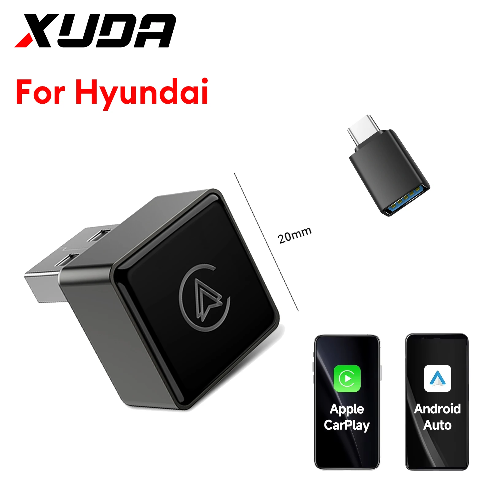 Adaptador inalámbrico XUDA Carplay Android Auto WiFi Dongle inteligente 2 en 1 para Hyundai SANTA FE TUCSON ELANTRA IONIQ 5 6 KONA VENUE NEXO