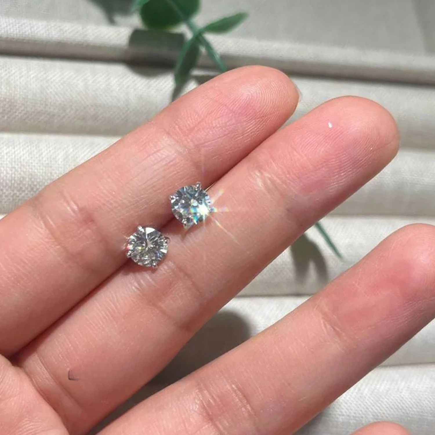 

Moissanite Single Stone Ear Studs for Women, New 2025 Collection, Sterling Silver with Screw Lock Backs Sleepable Design