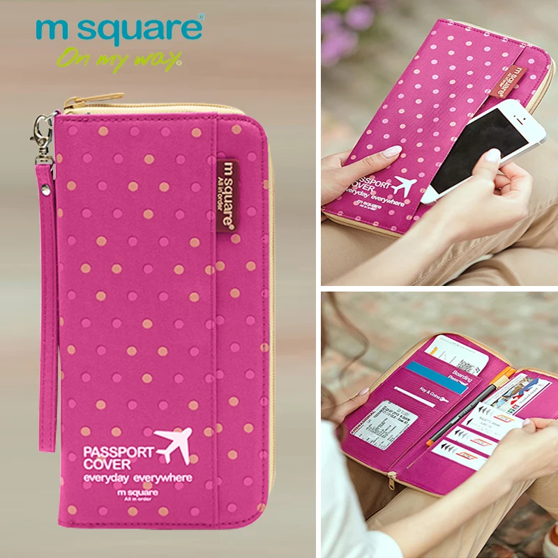 M Square-cartera de pasaporte para hombre y mujer, funda para pasaporte, tarjetero, monedero, accesorios de viaje, Organizador