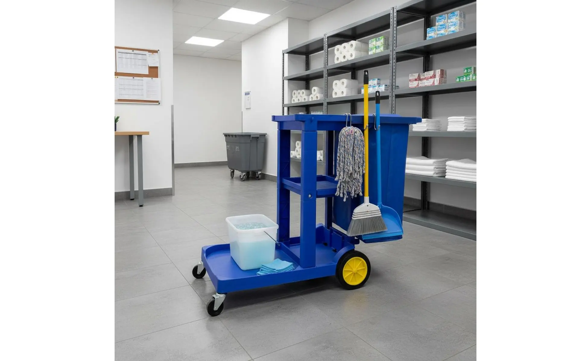 Professional Cleaning Trolley Multifunctional Janitorial Cart with Bag Multi-Shelf Utility Cart Large Capacity for Housekeepers