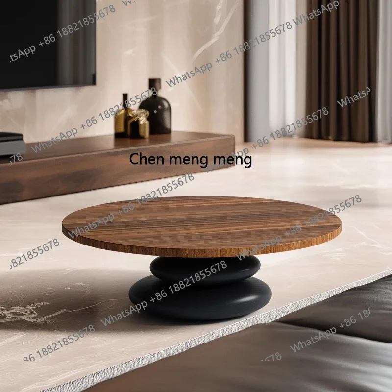 자갈 모양 원형 원목 커피 테이블 이탈리아 미니멀리스트 거실 홈 아트 창의성 H