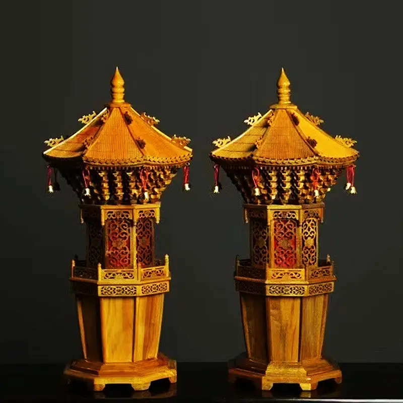 Golden nanmu living room sofa edge decoration ornament retro Buddha front lamp