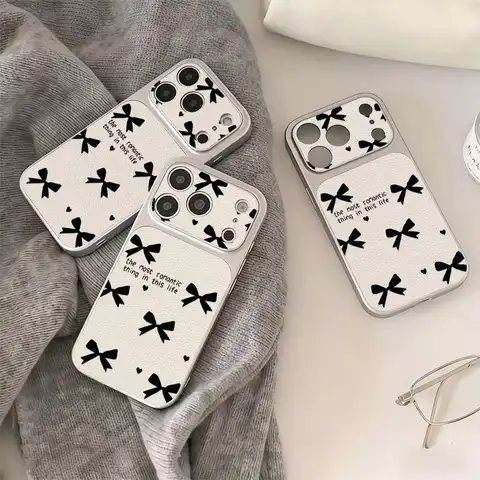 Sweet Bow & Heart Pattern Phone Case, Slim Fashion Shell for IPhone12/13/14/15/161718 Samsung, Lightweight Anti‑Fall Phone Cover