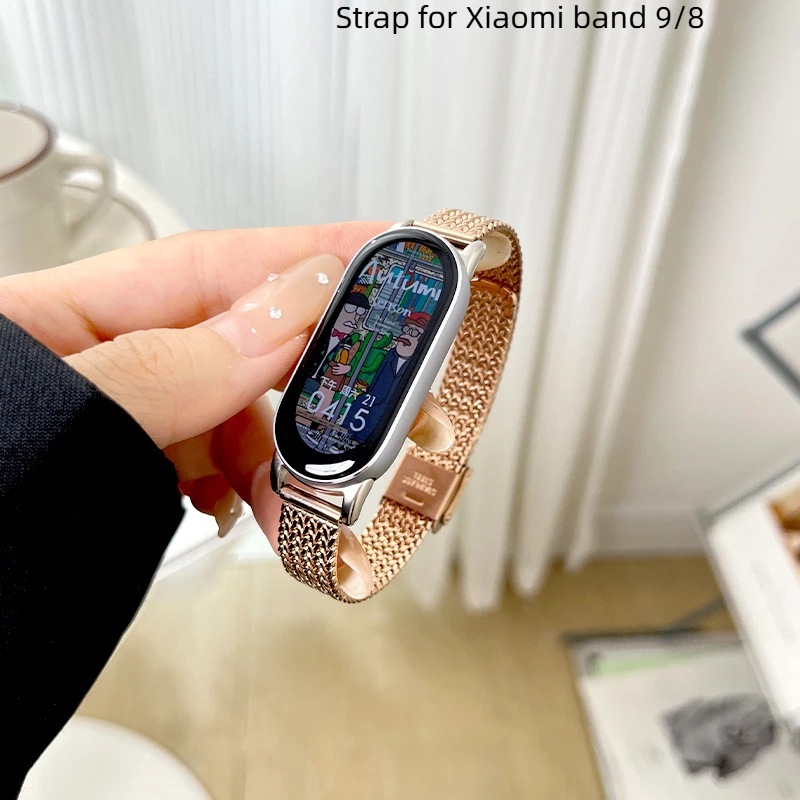 

Metal Strap For Xiaomi band 9 Sport Watchband For Mi band 9/8 Stainless steel Smartwatch Correa Bracelet Woman Wristband