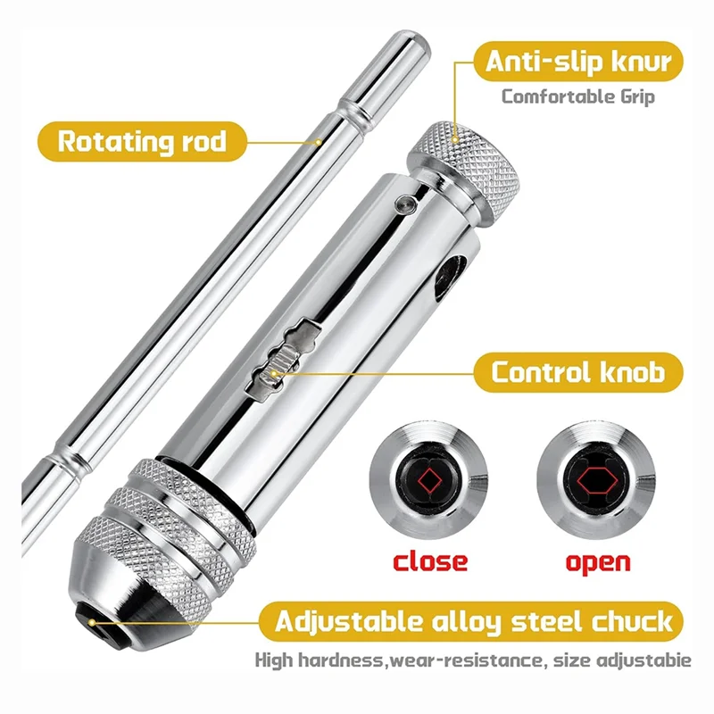 A72P 2Pcs Ratsche T Griff Windeisen, Einstellbare T Bar Griff Halter Ratsche Windeisen Für Metrische M3-M8 / M5-M12