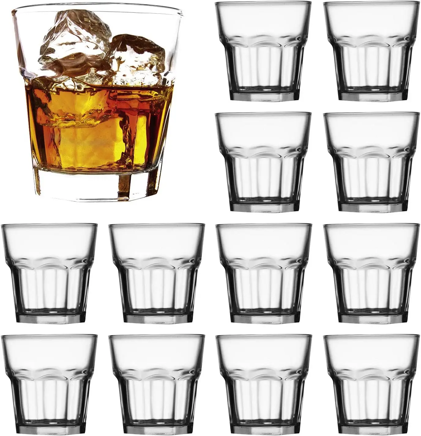 

12-Pack 8 oz Clear Whiskey Glasses Set for Cocktails, Bars, Parties - Heavy Base, Durable