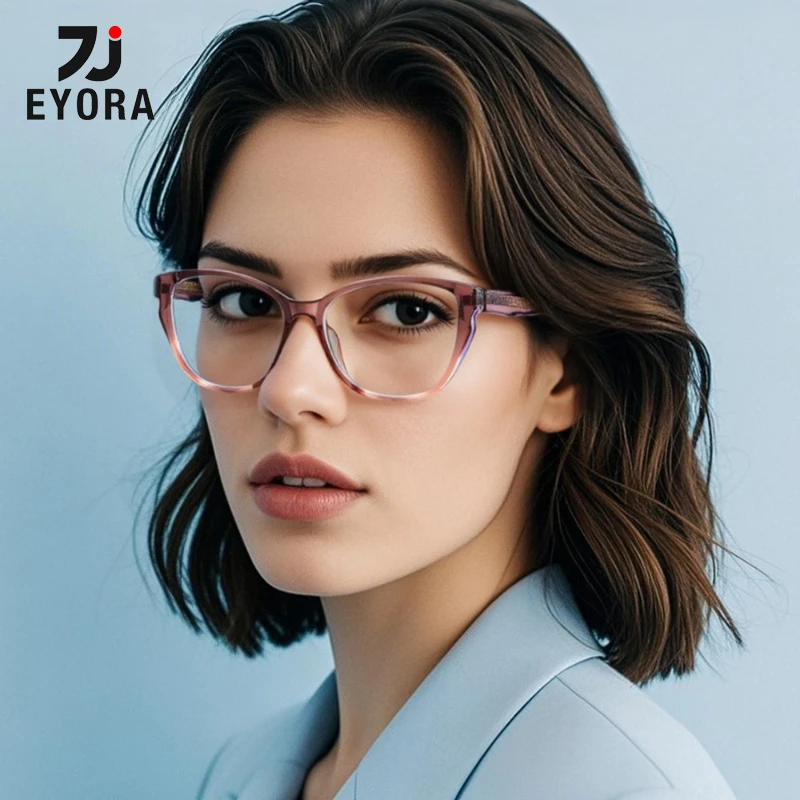 

EYORA Trendy Butterfly-framed TR90 Reading Glasses Anti Blue Light Myopia and Hyperopia Photochromic Prescription Eyewear Lens