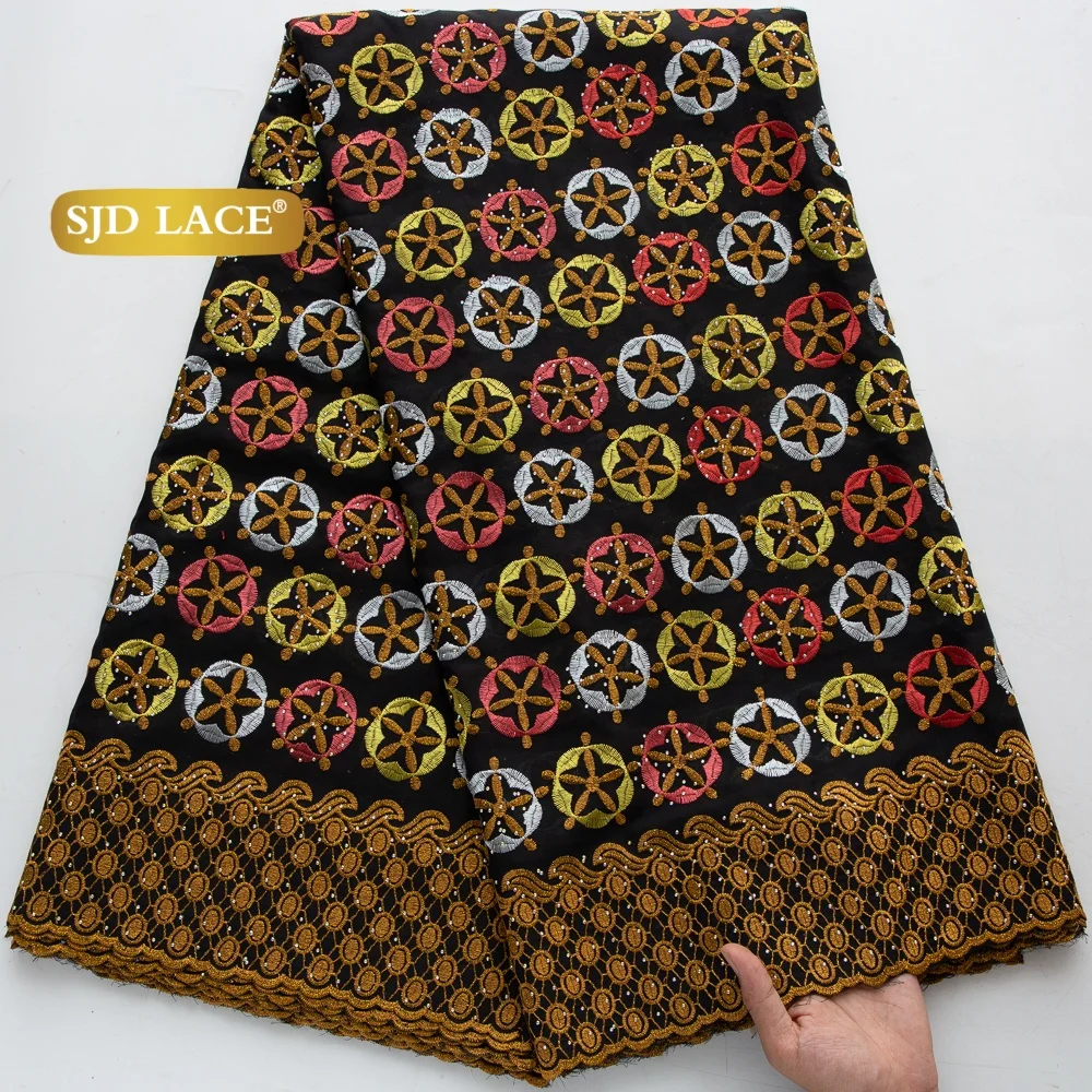 SJD LACE Austria Cotton Lace Nigerian Stones Lace 5 Yards 2026 Latest Swiss Voile Lace Fabrics for Sewing Women Party Dress 5027