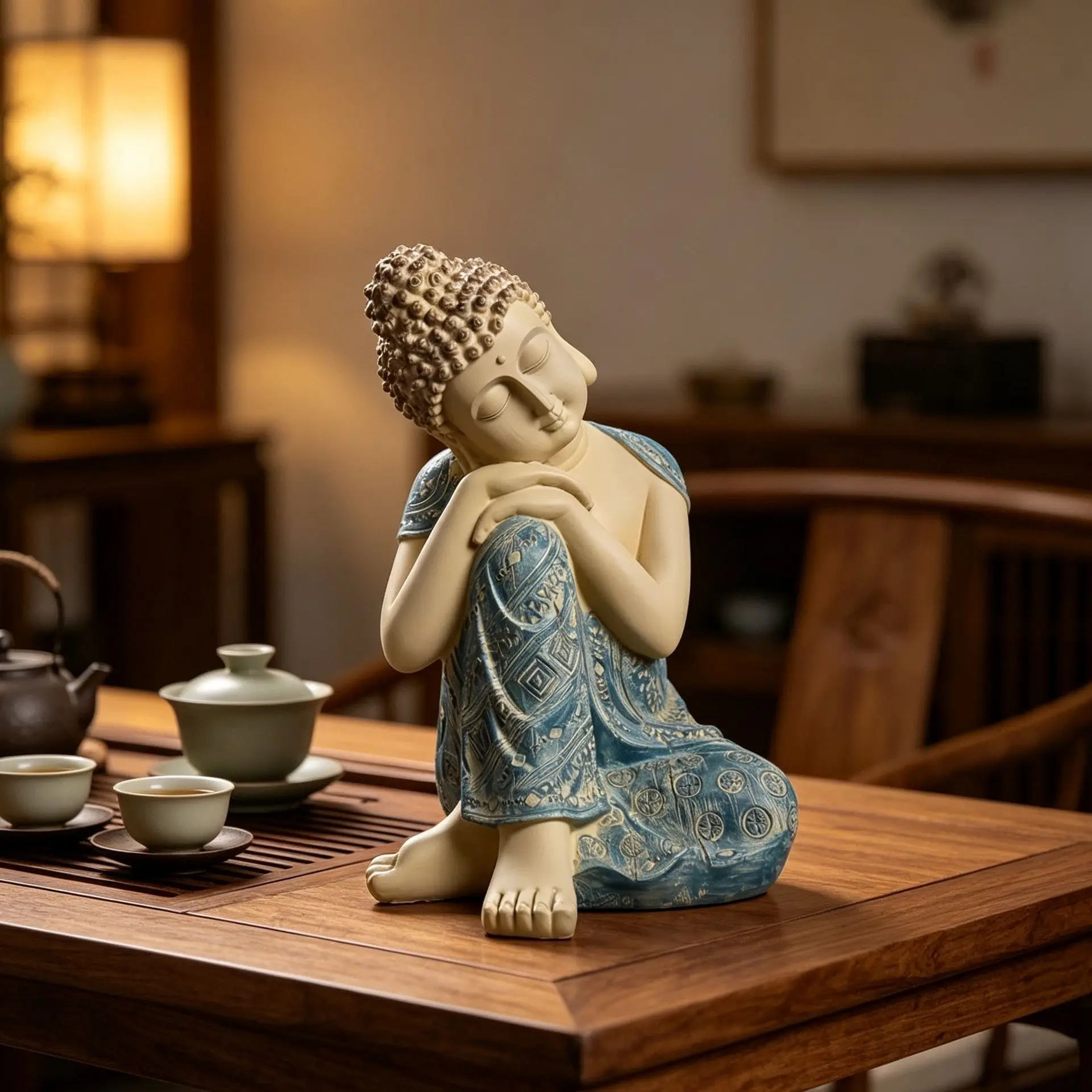 Retro 25cm Floor Standing Ornament Home Decoration Suitable For Courtyard Balcony Terrace Tea Room Study Garden