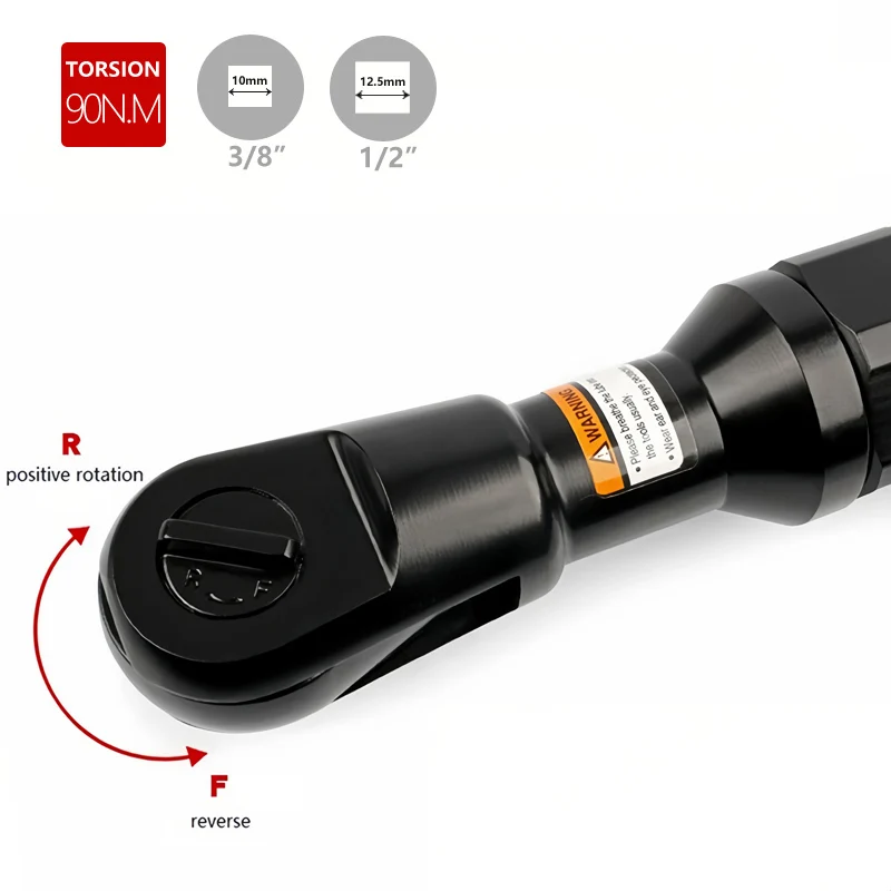 90-Degree Air Ratchet Wrench Metal Body Heavy-Duty Right-Angle Pneumatic Trigger Straight Pneumatic Wrench Wind Wrench Tool