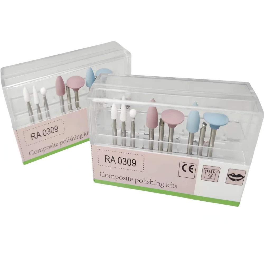 9Pcs RA0309 Dental Polishing Kit - Composite Resin Polishers for Low Speed Handpiece & Contra Angle