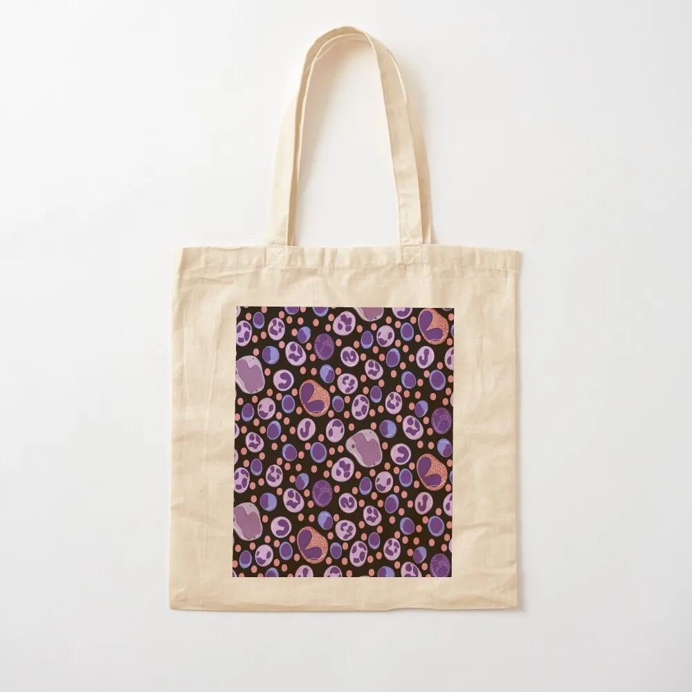 Large White Blood Cell Pattern Black Background Tote Bag tote bag screen personalized tote bag free delivery bags