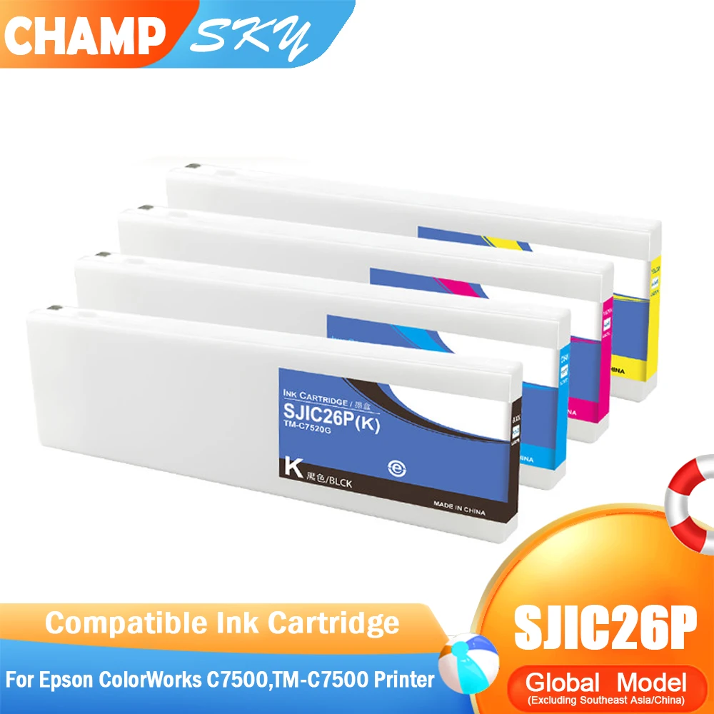 Champ Sky For SJIC26P Premium Compatible Ink Cartridge For Epson ColorWorks C7500,TM-C7500 Label Printer