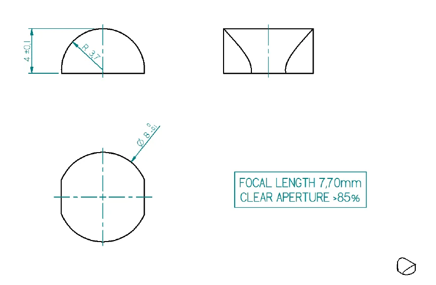 BK7 Optische Plano Convex Cilindrische Lens Diameter 8Mm Center Dikte 4Mm Radius 3.7Mm