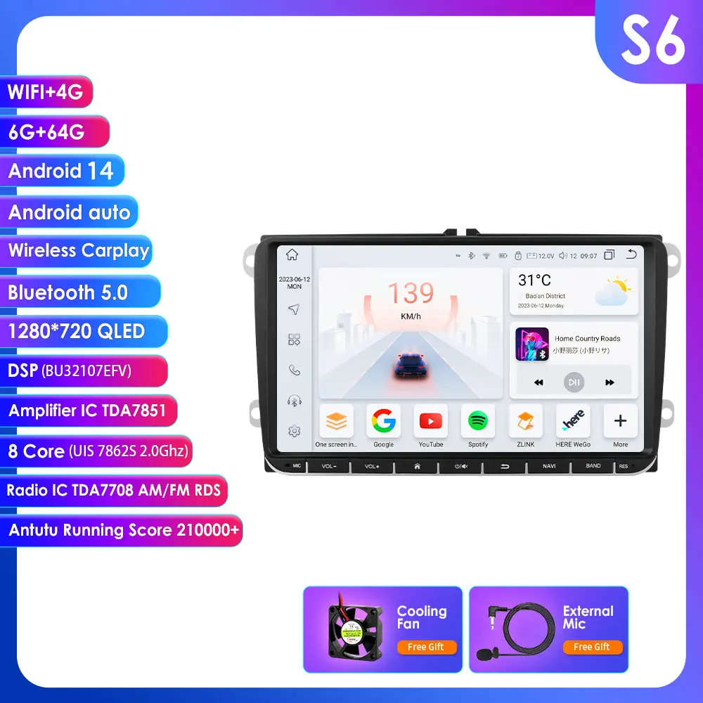 Neueste Octa Core UIS7862S Auto Multimedia Player DSP RDS BT Carplay für VW/Volkswagen/Golf/Polo/Tiguan/Passat/b7/b6/SEAT/leon