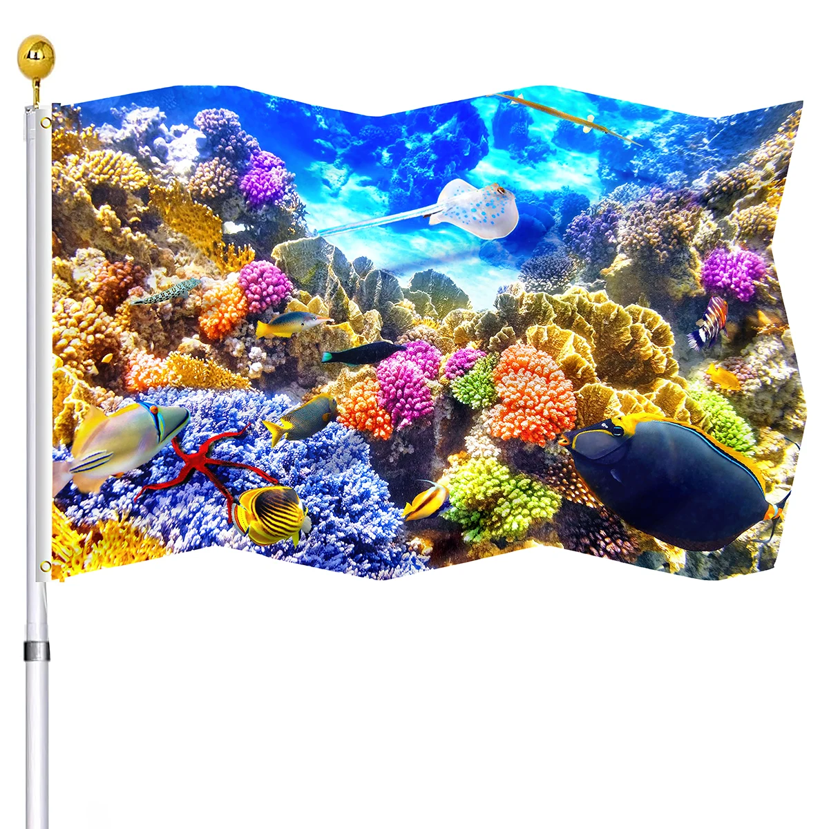 Ocean Flag Sea Animal Starfish Coral Outdoor Flag Large Welcome Yard Banners Home Garden Decoration for Women Men Polyester Flag